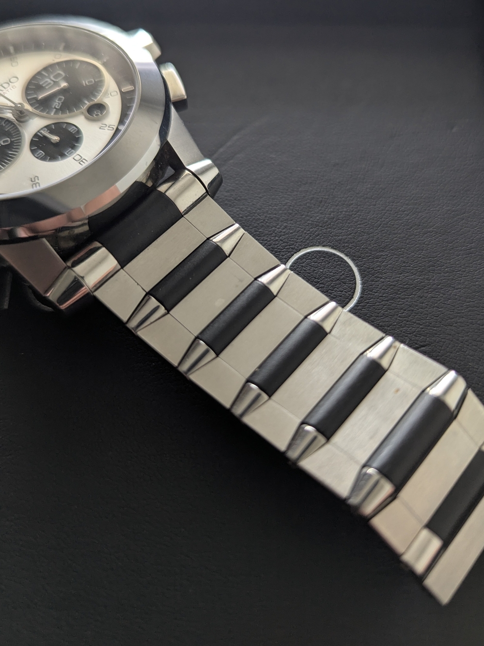 Movado Men's Silver and Black Chronograph Watch RED LABEL VIZIO $4995 - Picture 4 of 16